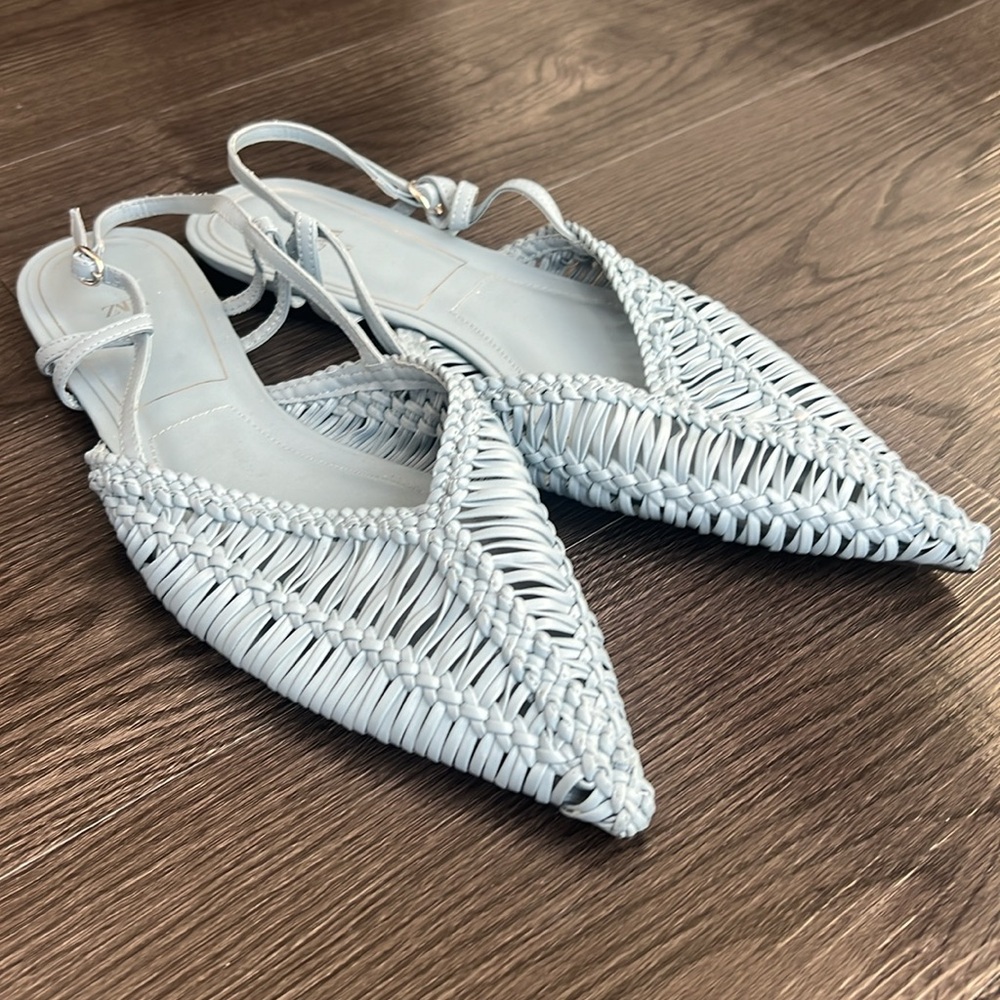 ZARA Light Blue Pointed Flats